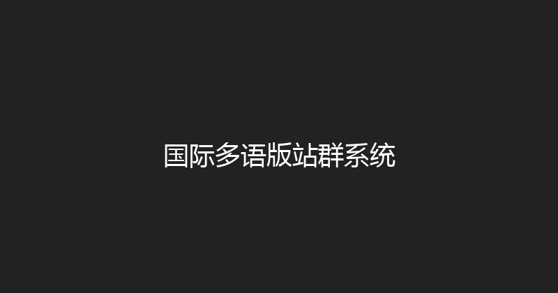 国际多语版站群系统 封面图