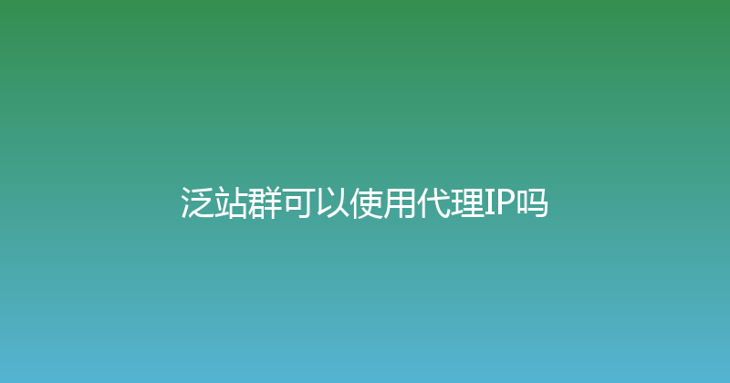 泛站群可以使用代理IP吗 封面图
