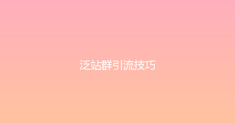 泛站群引流技巧 封面图