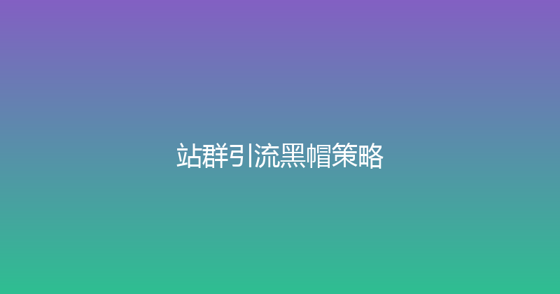 站群引流黑帽策略 封面图