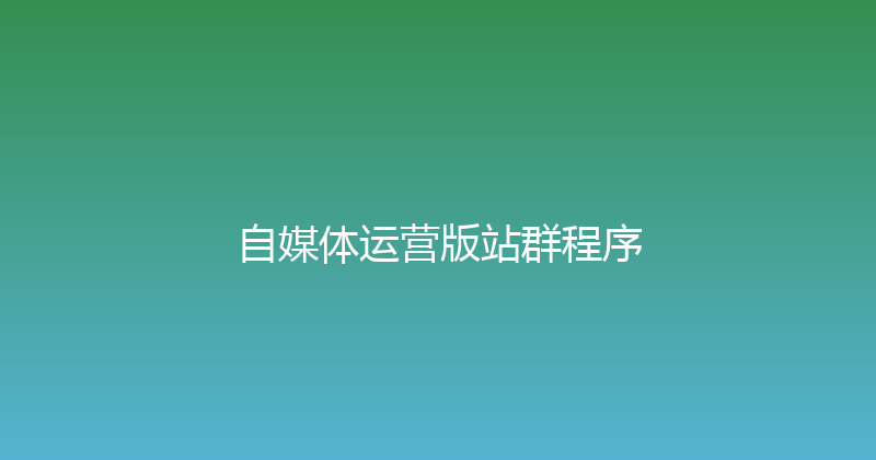 自媒体运营版站群程序 封面图