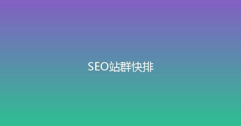 SEO站群快排 封面图